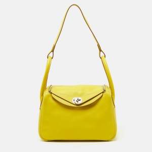 Hermès Lime Swift Leather Palladium Finish Lindy 26 Bag