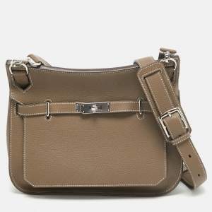 Pre Owned Hermes Etoupe Togo Leather Palladium Finish Jypsiere 28 Bag