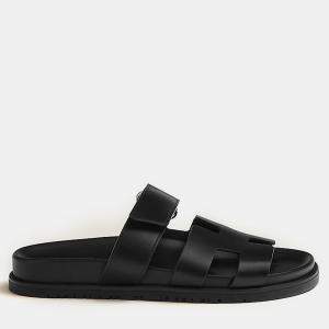 Hermes Black Rubber Chypre Sandal 34