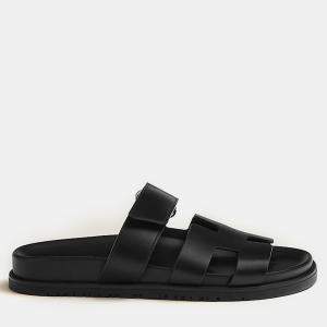 Hermes Black Rubber Chypre Sandal 34.5