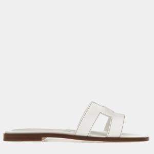 Hermes Blanc Calfskin Leather Oran Sandal 39