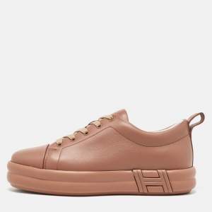 Hermes Dusty Pink Leather Happy Low Top Sneakers Size 39.5