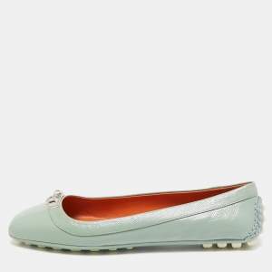 Hermes Green Patent Leather Liberty Ballet Flats Size 40