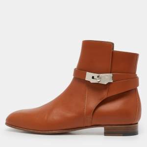 Hermes Brown Leather Neo Ankle Boots Size 39.5