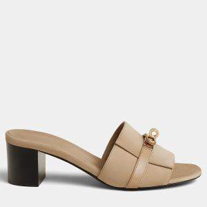 Hermes Beige Linen Gigi 50 Sandals Size 38