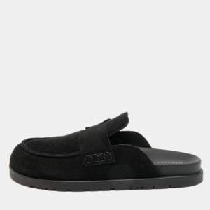مملوكة مسبقًا Hermès Go Size 38 Black Suede Flat Mules