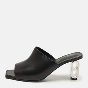 Pre Owned Hermès Iconique Size 39 Black Leather Slide Sandals