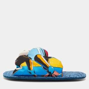 Pre Owned Hermes Space Derby Size 40 Multicolor Fabric Homme Flat Slippers 