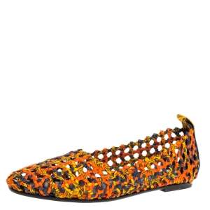 Hermès Multicolor Woven Silk Minorque Ballet Flats Size 39.5