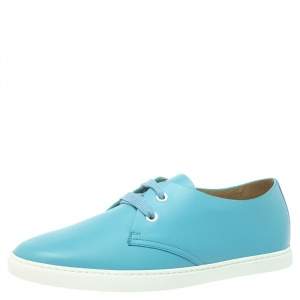 Hermes Blue Veau Leather One Sneakers Size 37.5
