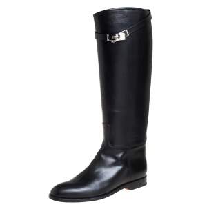 Hermes Black Leather Jumping Boots Size 40
