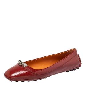 Hermes Brown Patent Leather Liberty Ballet Flats Size 40