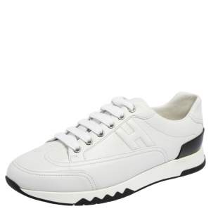 Hermes White Leather Low Top  Trail Sneakers Size 39