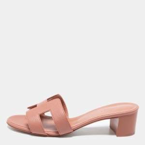 Hermès  Pink Leather Oasis  Sandals Size 36