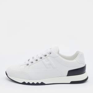 Hermes White Leather Quicker Low Top Sneakers Size 36
