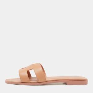 مملوكة مسبقًا Hermes Pink Leather Oran Sandals Size 38