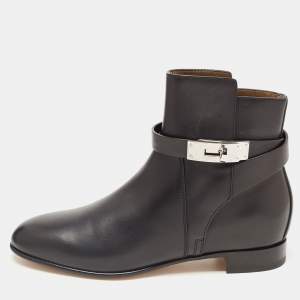 Hermes Black Leather Neo Ankle Boots Size 36