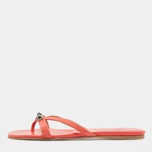 Hermes Pink Suede Corfu Thong Flat Slides Size 41
