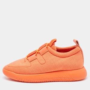 Hermès Orange Leather and Neoprene Low Top Sneakers Size 36