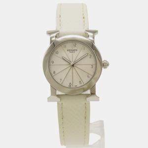 Hermes Silver Stainless Steel Heure H HR1.210 Quartz Women's Wristwatch 25 mm