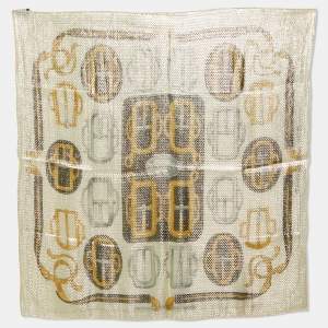 Hermes Beige/Gold Bouclerie d'Attelage Lurex Silk Glitter Scarf