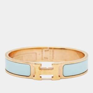 Hermes Clic H Enamel Gold Plated Bracelet