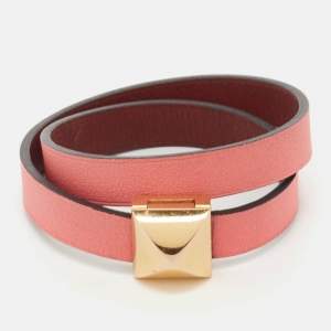 Hermes Medor Infini Leather Gold Tone Double Tour Bracelet