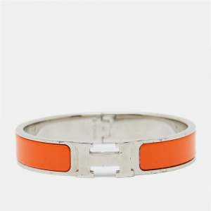 Hermes Clic H Orange Enamel Palladium Plated Bracelet