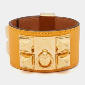 Hermes Collier De Chien Leather Gold Plated Bracelet