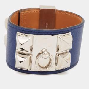 Hermes Collier de Chien Leather Palladium Plated Bracelet 