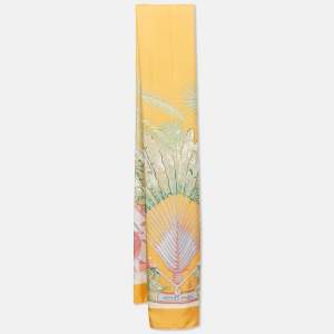 Pre Owned Hermès Orange Silk Twill Aloha Rectangle Stole 