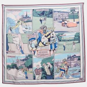 Pre Owned Hermès Blue/Pink Printed Silk Double Face BNIB Wow Scarf