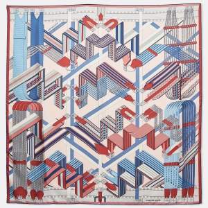 Hermes Multicolor Printed Sangles en Zig Zag Scarf 