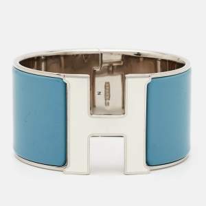 Hermès  Clic Clac H  Enamel Palladium Plated Extra Wide Bracelet
