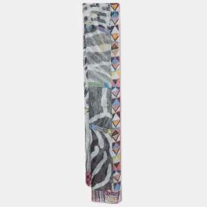 مملوكة مسبقًا Hermès Grey Printed Silk Pelages et Camouflage Mousseline Stole