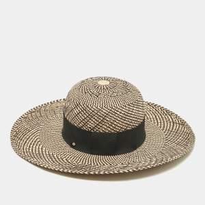 Pre Owned Hermès Beige/Black Straw Anouk Panama Hat