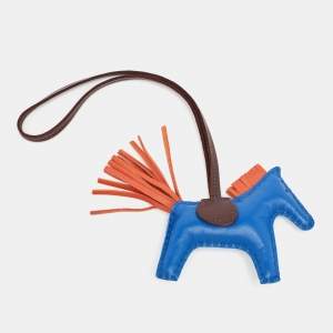 Hermes Bleu de France/Cornaline/Rouge Sellier Milo Leather GriGri Rodeo Bag Charm PM