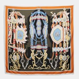 Hermés Anthracite/Ciel Silk Brides et Destin Scarf