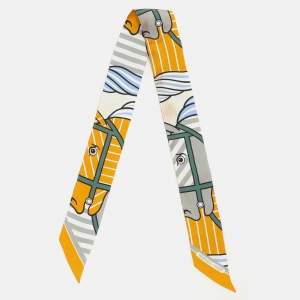 Hermès Multicolor Horse Print Silk Twilly