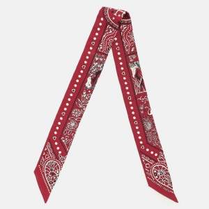 Hermès Burgundy Peuple Du Vent Bandana Silk Twilly