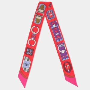 مملوكة مسبقًا Hermes Multicolor Carré en Boucles Silk Twilly