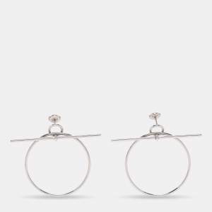 مملوكة مسبقًا Hermes Loop Sterling Silver Medium Model Earrings