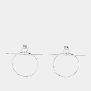 Hermes Loop Sterling Silver Medium Model Earrings