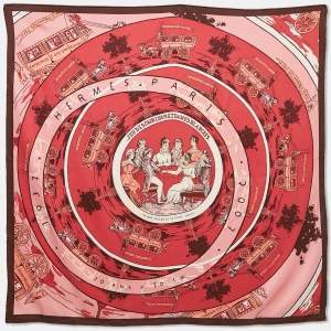 Hermes Red/Pink Silk Jeu des Omnibus et Dames Blanches Scarf