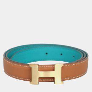 Hermes Brown Epsom, Swift Leather Mini Constance 24 Reversible Belt
