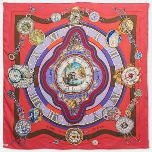 Pre Owned Hermès Pink Silk La Ronde Des Heures Scarf