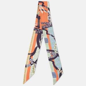 Hermès Multicolor Silk Fantaisie d'Etriers Twilly Scarf