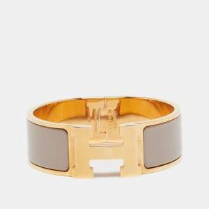 Hermès Clic Clac H Enamel Rose Gold Plated Wide Bracelet