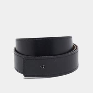 Hermès Noir/Gold Box and Togo Leather Reversible Belt Strap 85 CM