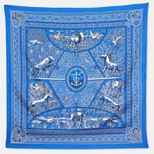 Hermes Marine Blue Entre Ciel et Mer Silk Square Scarf